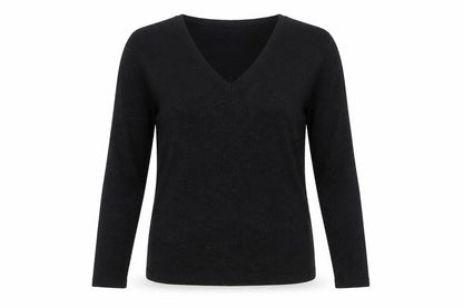 Style & Co Women's Black V-Neck Long Sleeve Pullover Jumper Size S