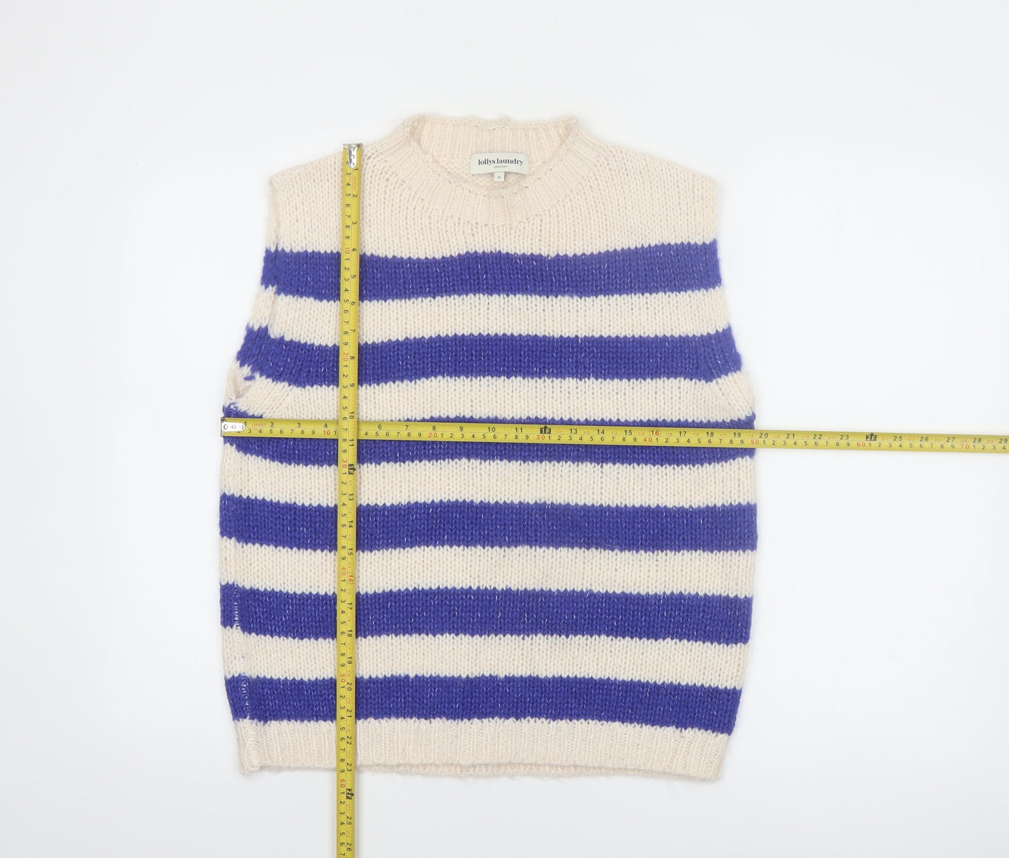 Lollys Laundry Womens Blue Striped Knit Vest Jumper M