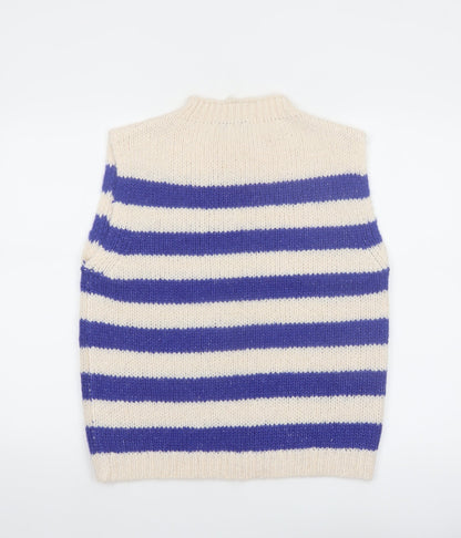 Lollys Laundry Womens Blue Striped Knit Vest Jumper M