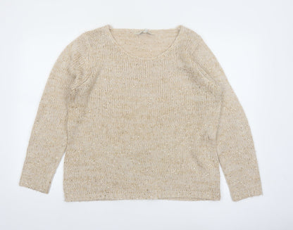 Debenhams Women’s Beige Sequin Knit Pullover Jumper Size 16