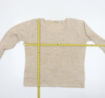 Debenhams Women’s Beige Sequin Knit Pullover Jumper Size 16