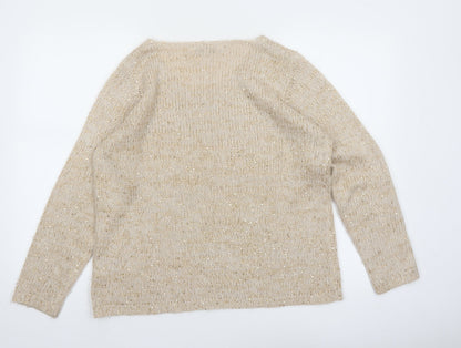 Debenhams Women’s Beige Sequin Knit Pullover Jumper Size 16