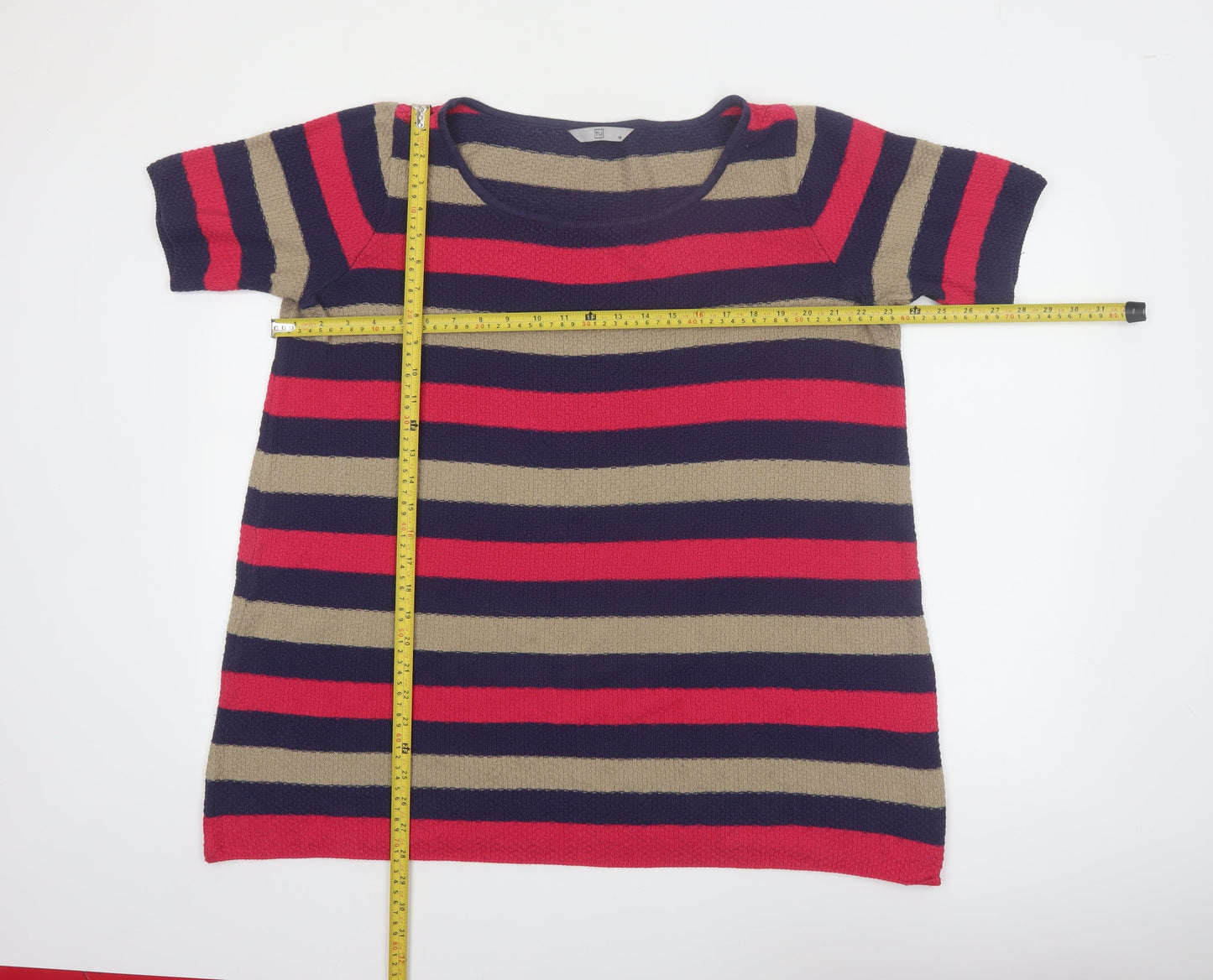 TU Women’s Multicoloured Striped Short Sleeve Knit T-Shirt Size 18