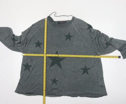 Vero Moda Womens Grey Star Knit Jumper XL Relaxed Fit Pullover