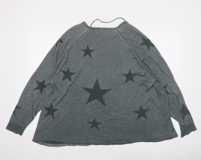 Vero Moda Womens Grey Star Knit Jumper XL Relaxed Fit Pullover
