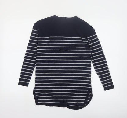 Kenar Women's Navy Striped Merino Wool Jumper XS Long Sleeve