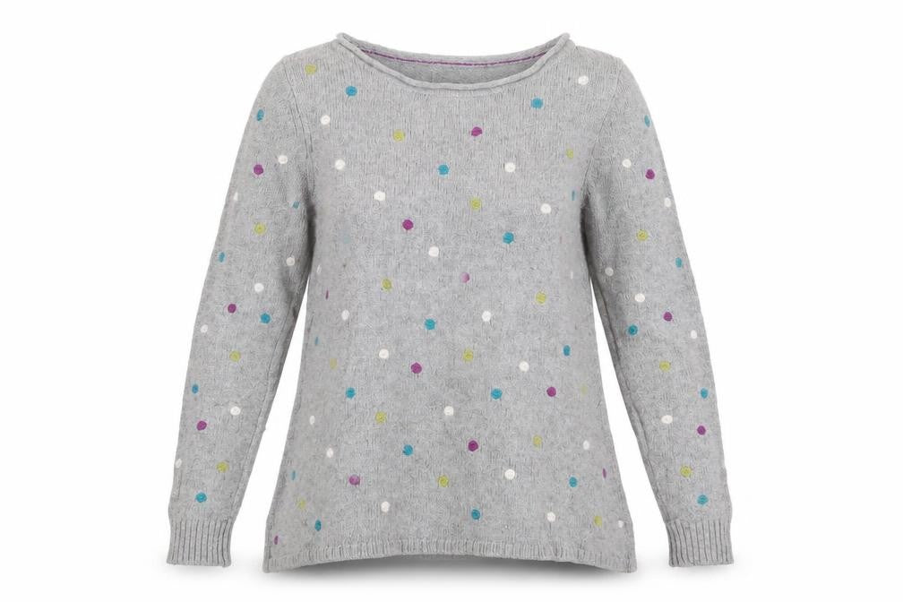 White Stuff Women’s Grey Polka Dot Alpaca Blend Jumper Size 8