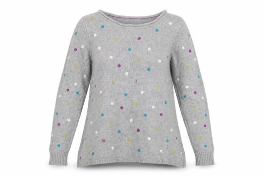 White Stuff Women’s Grey Polka Dot Alpaca Blend Jumper Size 8