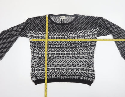 Next Women's Black & White Fair Isle Wool Blend Jumper UK 14