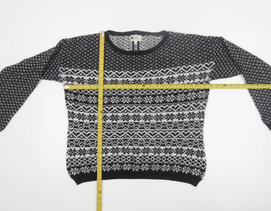 Next Women's Black & White Fair Isle Wool Blend Jumper UK 14