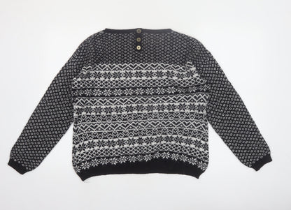 Next Women's Black & White Fair Isle Wool Blend Jumper UK 14