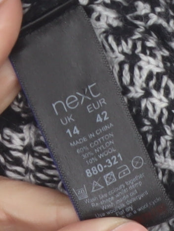 Next Women's Black & White Fair Isle Wool Blend Jumper UK 14
