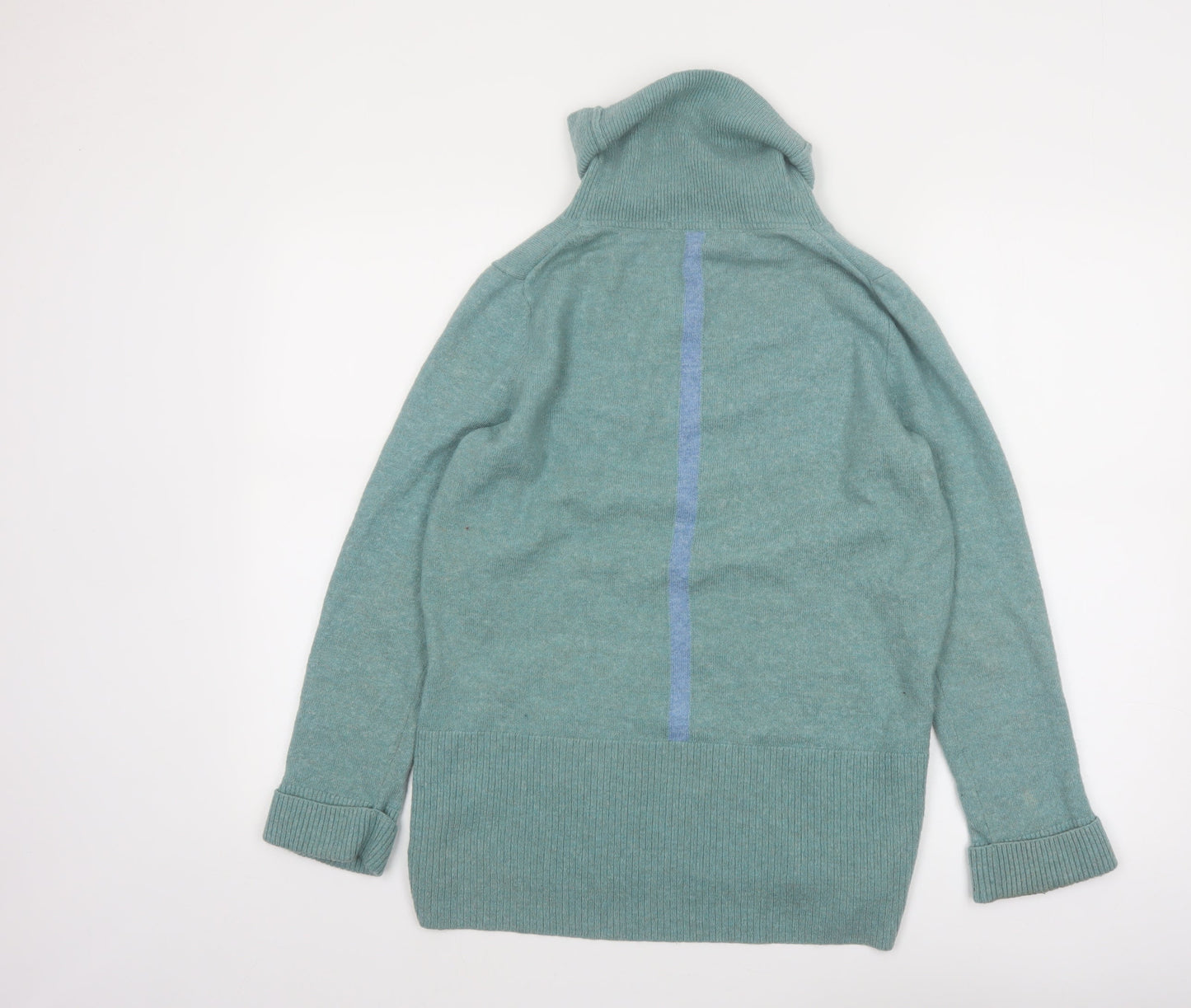 White Stuff Women’s Green Roll Neck Button Detail Jumper UK 12