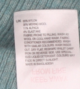 White Stuff Women’s Green Roll Neck Button Detail Jumper UK 12