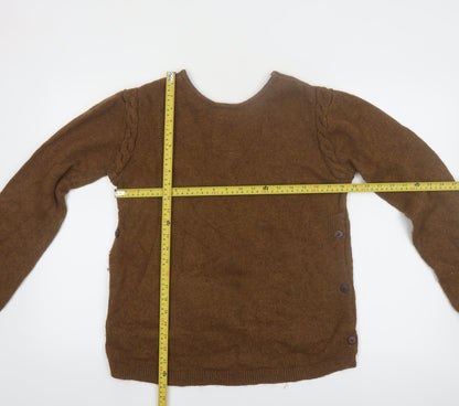 Envie de Fraise Women Brown Wool Blend Jumper UK 10/12 Cable Knit