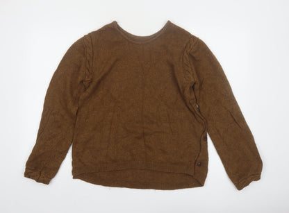 Envie de Fraise Women Brown Wool Blend Jumper UK 10/12 Cable Knit