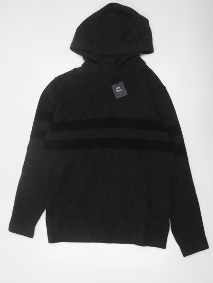 Next Men’s Black Hooded Soft Touch Knit Pullover Jumper Size L