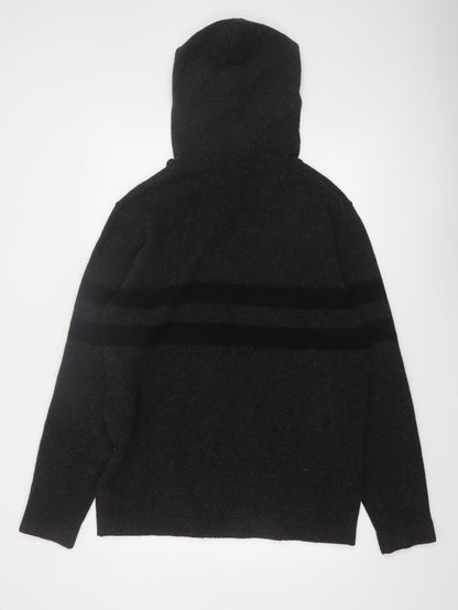 Next Men’s Black Hooded Soft Touch Knit Pullover Jumper Size L