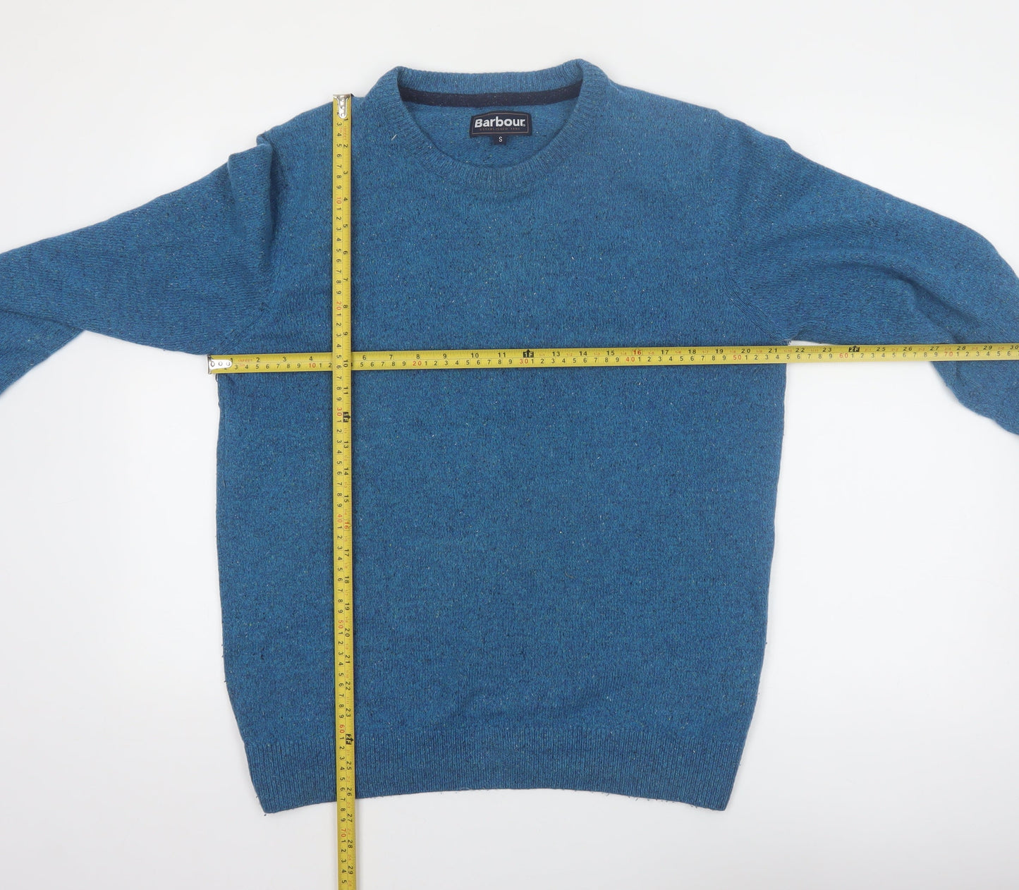 Barbour Men's Blue Wool Crew Neck Pullover Jumper Size S