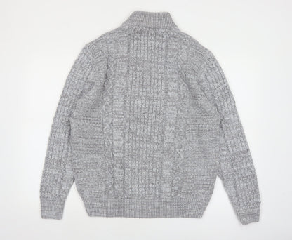 Next Men's Grey Cable-Knit Half Zip Jumper Size L