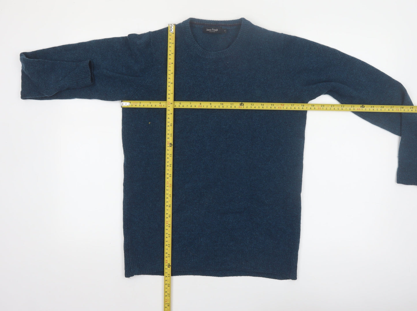 James Pringle Men's Blue Wool Crew Neck Pullover Jumper Size S