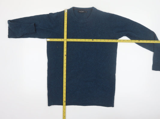 James Pringle Men's Blue Wool Crew Neck Pullover Jumper Size S