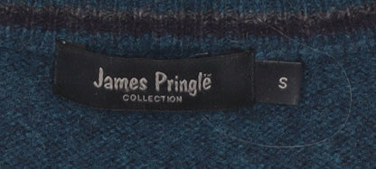 James Pringle Men's Blue Wool Crew Neck Pullover Jumper Size S