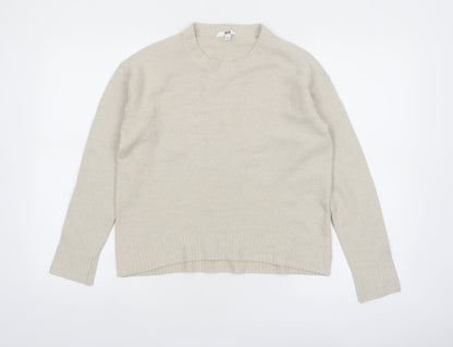 Uniqlo Women Beige Crew Neck Long Sleeve Knit Jumper M