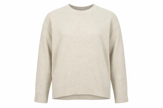 Uniqlo Women Beige Crew Neck Long Sleeve Knit Jumper M