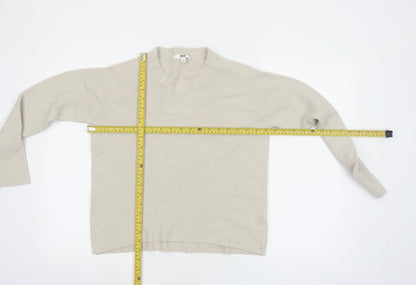 Uniqlo Women Beige Crew Neck Long Sleeve Knit Jumper M