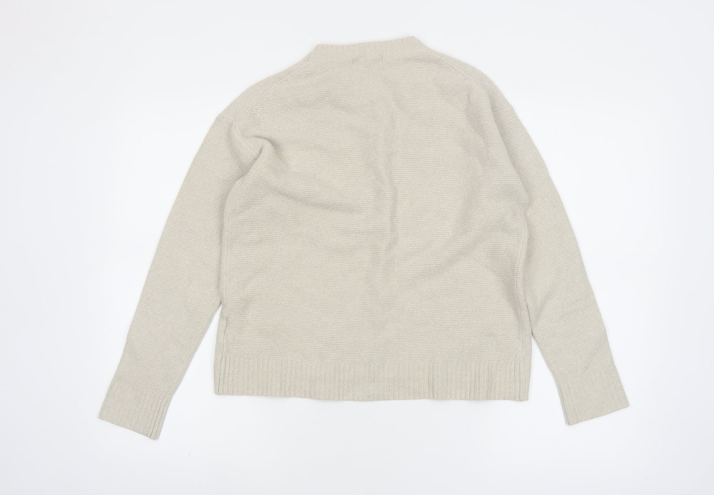 Uniqlo Women Beige Crew Neck Long Sleeve Knit Jumper M