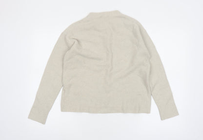 Uniqlo Women Beige Crew Neck Long Sleeve Knit Jumper M
