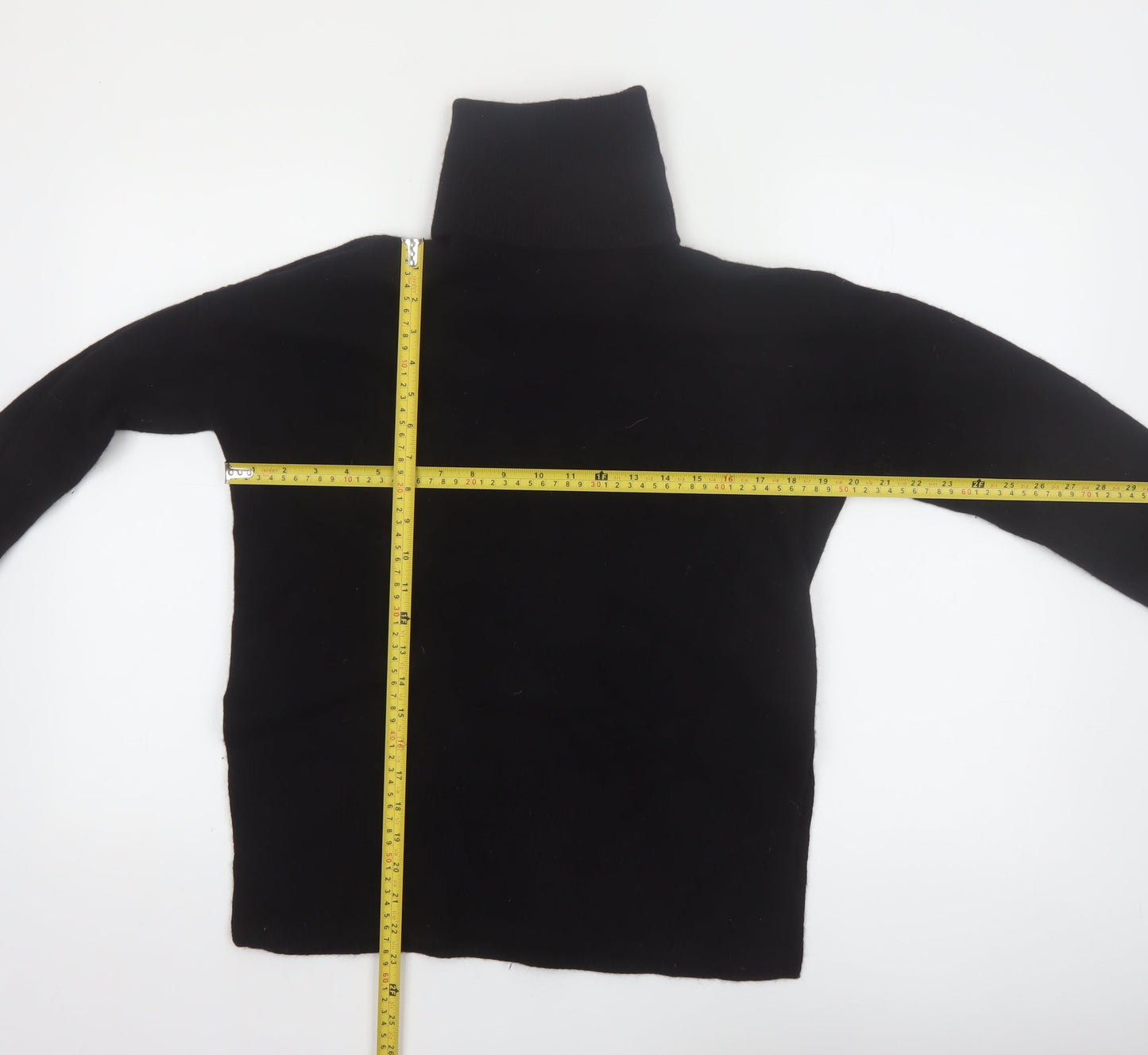 Massimo Dutti Women Black Small Roll Neck Wool Cashmere Jumper