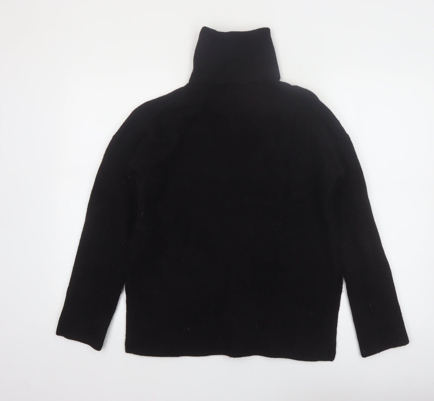 Massimo Dutti Women Black Small Roll Neck Wool Cashmere Jumper