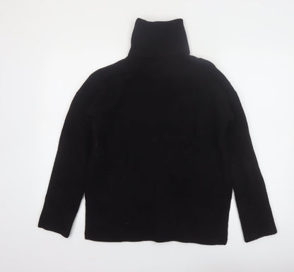 Massimo Dutti Women Black Small Roll Neck Wool Cashmere Jumper
