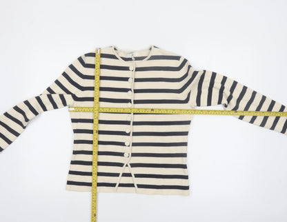 Marks and Spencer Womens Beige Striped Cardigan S Knit Long Sleeve