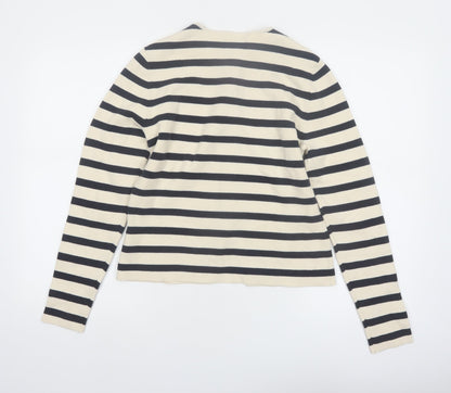 Marks and Spencer Womens Beige Striped Cardigan S Knit Long Sleeve
