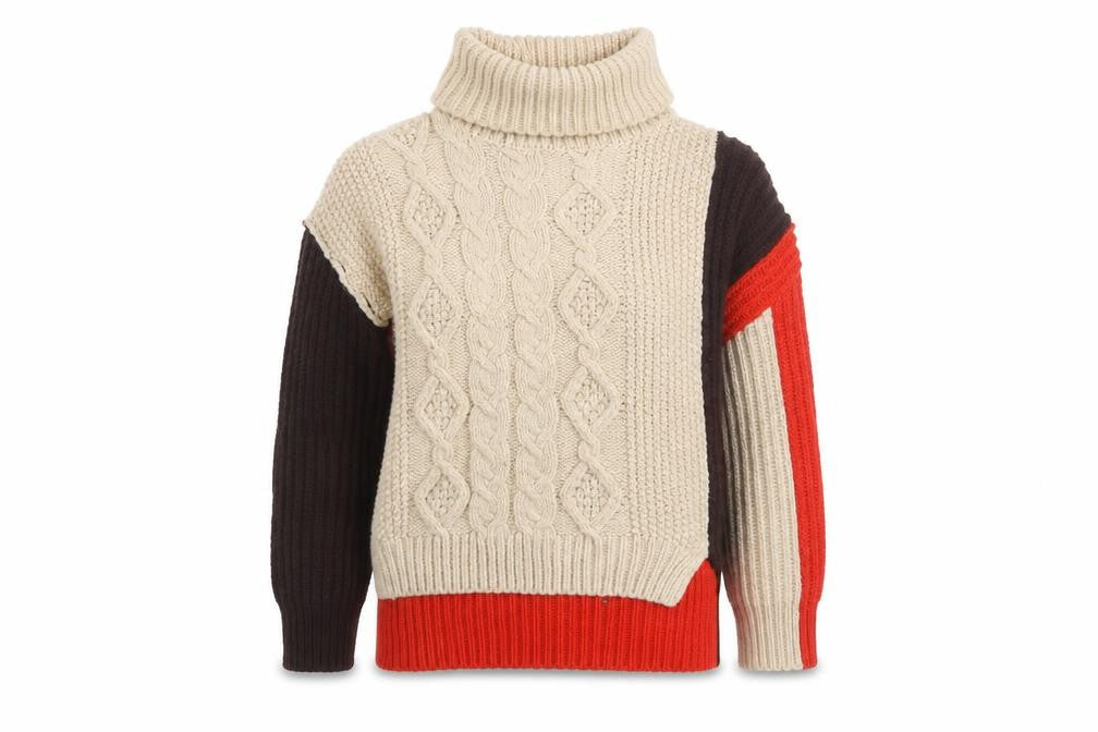 ZARA Women’s Beige Brown Red Roll Neck Chunky Knit Jumper Size M