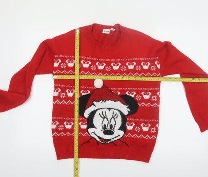 Disney Women’s Red Christmas Minnie Mouse Knit Jumper 2XS