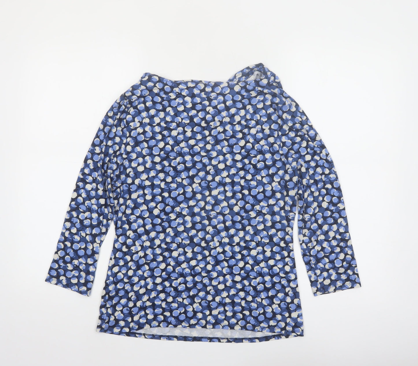 Viyella Women’s Blue Floral Cowl Neck Tunic Top M 3/4 Sleeve