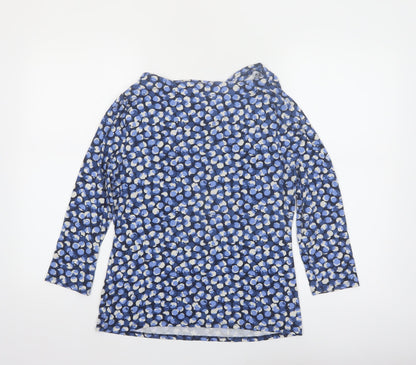 Viyella Women’s Blue Floral Cowl Neck Tunic Top M 3/4 Sleeve