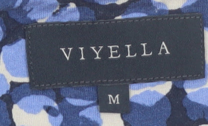 Viyella Women’s Blue Floral Cowl Neck Tunic Top M 3/4 Sleeve