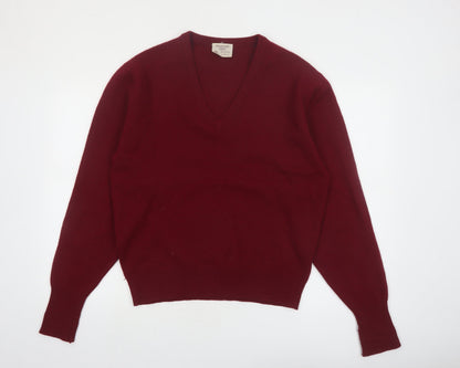 Woodward Shop Men's Red Wool V-Neck Pullover Jumper Size L