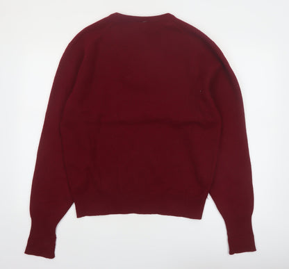 Woodward Shop Men's Red Wool V-Neck Pullover Jumper Size L