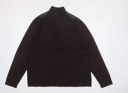 Alfani Men’s Brown Argyle 1/4 Zip High Neck Wool Jumper L