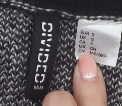 H&M Divided Women's Black & Grey Argyle Knit Cardigan Size 8