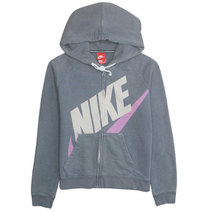 Nike Women’s Blue Full Zip Hoodie Medium Cotton Blend Graphic Print