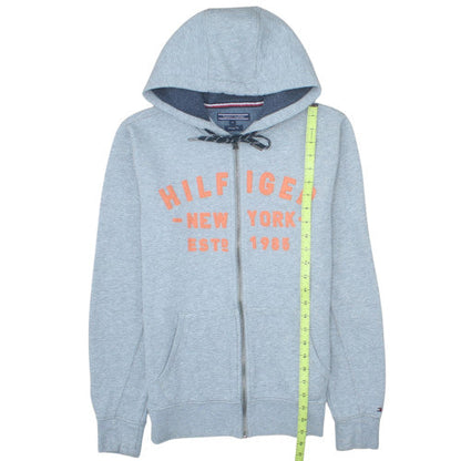 Tommy Hilfiger Women Grey Full Zip Hoodie Size M Vintage Fit