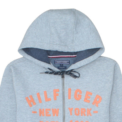 Tommy Hilfiger Women Grey Full Zip Hoodie Size M Vintage Fit