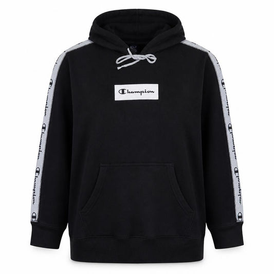Champion Women’s Black Pullover Hoodie Large Logo Tape Sleeves